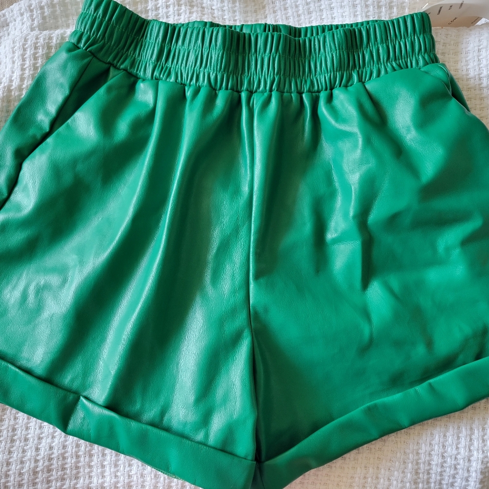 Faux leather shorts